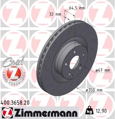ZIMMERMANN 400.3658.20 — Гальмівний диск