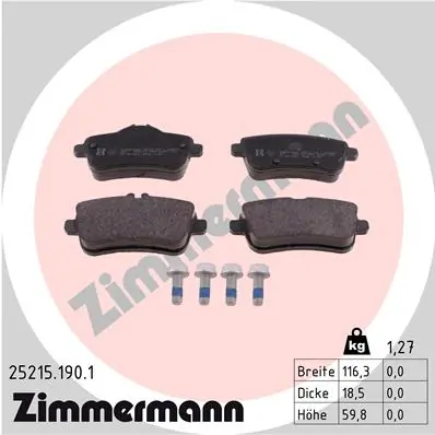 ZIMMERMANN 25215.190.1 — Гальмівні колодки, дискові