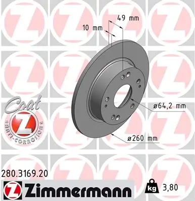 ZIMMERMANN 280.3169.20 — Гальмівний диск