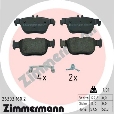 ZIMMERMANN 26303.160.2 — Колодки гальмівні дискові (комплект 4 шт)