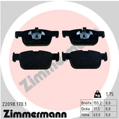 ZIMMERMANN 22098.170.1 — Колодки гальмівні дискові