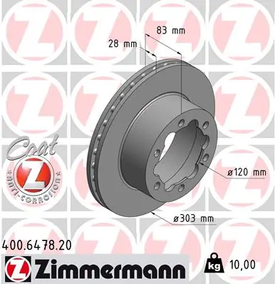 ZIMMERMANN 400.6478.20 — Гальмівний диск