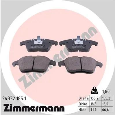 ZIMMERMANN 24332.185.1 — Гальмівні колодки, дискові