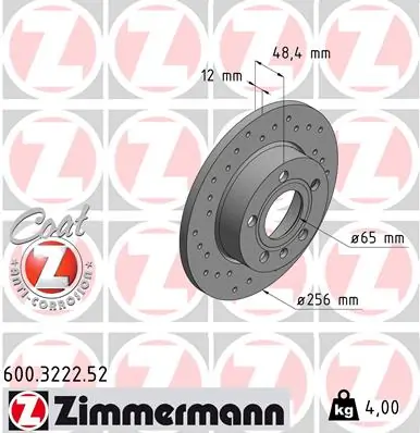 ZIMMERMANN 600.3222.52 — Гальмівний диск