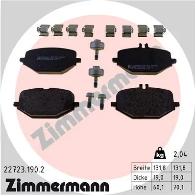 ZIMMERMANN 22723.190.2 — Колодки гальмівні дискові (комплект 4 шт)