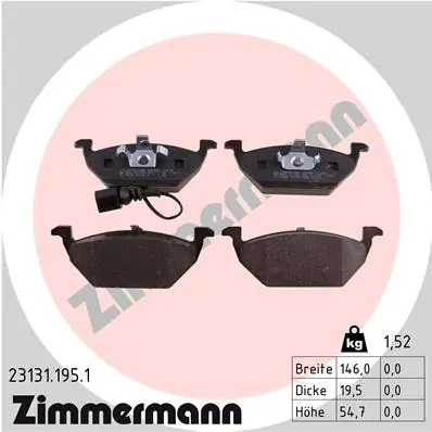 ZIMMERMANN 23131.195.1 — Гальмівні колодки, дискові
