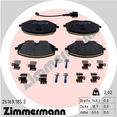 ZIMMERMANN 26169.185.2 — Колодки гальмівні дискові (комплект 4 шт)