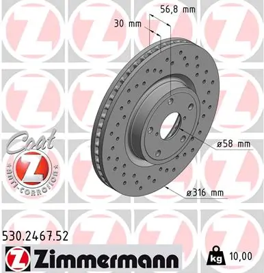 ZIMMERMANN 530.2467.52 — Диск гальмівний