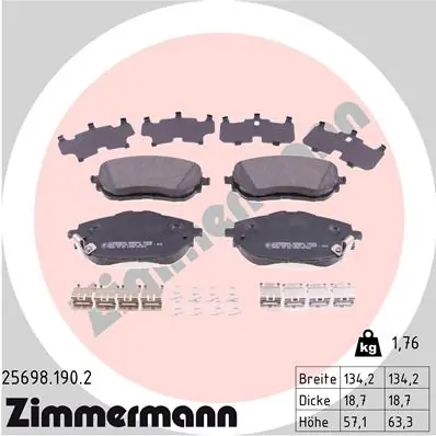 ZIMMERMANN 25698.190.2 — Гальмівні колодки, дискові