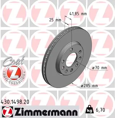 ZIMMERMANN 430.1498.20 — Гальмівний диск