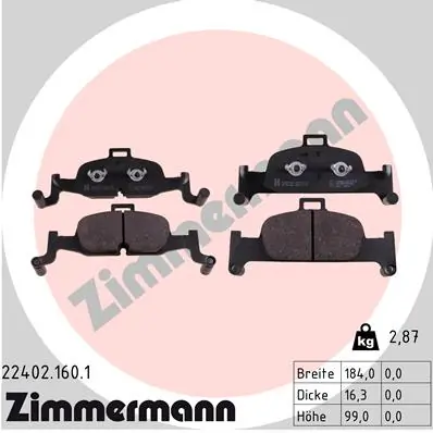 ZIMMERMANN 22402.160.1 — Колодки гальмівні дискові