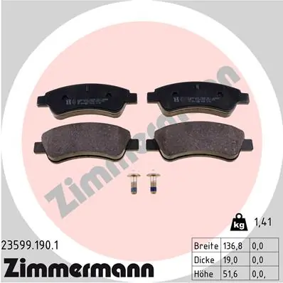 ZIMMERMANN 23599.190.1 — Гальмівні колодки, дискові