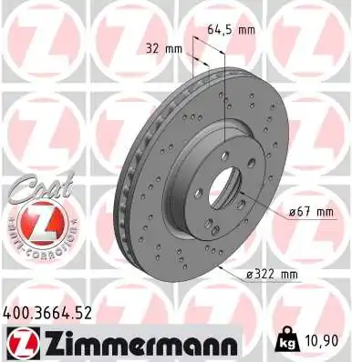 ZIMMERMANN 400.3664.52 — Гальмівний диск