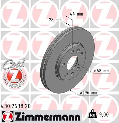 ZIMMERMANN 430.2638.20 — Гальмівний диск