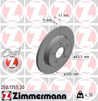ZIMMERMANN 250.1355.20 — Гальмівний диск