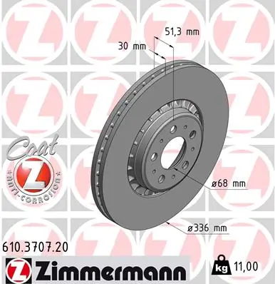 ZIMMERMANN 610.3707.20 — Гальмівний диск