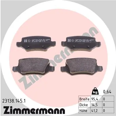 ZIMMERMANN 23138.145.1 — Гальмівні колодки, дискові