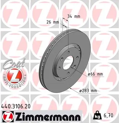 ZIMMERMANN 440.3106.20 — Гальмівний диск