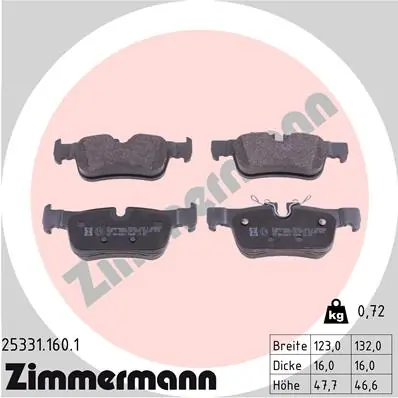 ZIMMERMANN 25331.160.1 — Гальмівні колодки, дискові