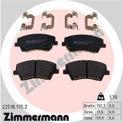 ZIMMERMANN 22518.175.2 — Колодки гальмівні дискові (комплект 4 шт)