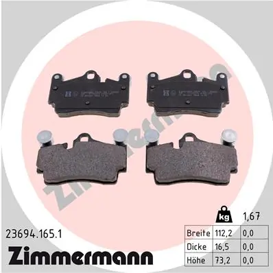ZIMMERMANN 23694.165.1 — Гальмівні колодки, дискові