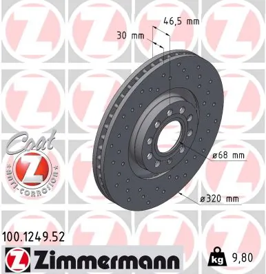 ZIMMERMANN 100.1249.52 — Гальмівний диск