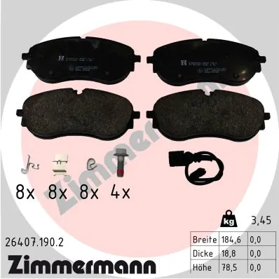 ZIMMERMANN 26407.190.2 — Колодки гальмівні дискові (комплект 4 шт)