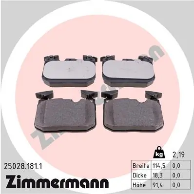 ZIMMERMANN 25028.181.1 — Гальмівні колодки, дискові