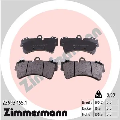 ZIMMERMANN 23693.165.1 — Гальмівні колодки, дискові