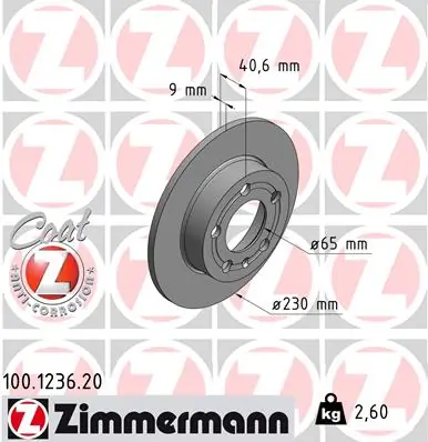 ZIMMERMANN 100.1236.20 — Гальмівний диск