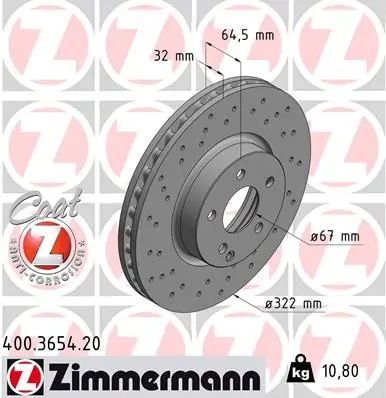 ZIMMERMANN 400.3654.20 — Гальмівний диск