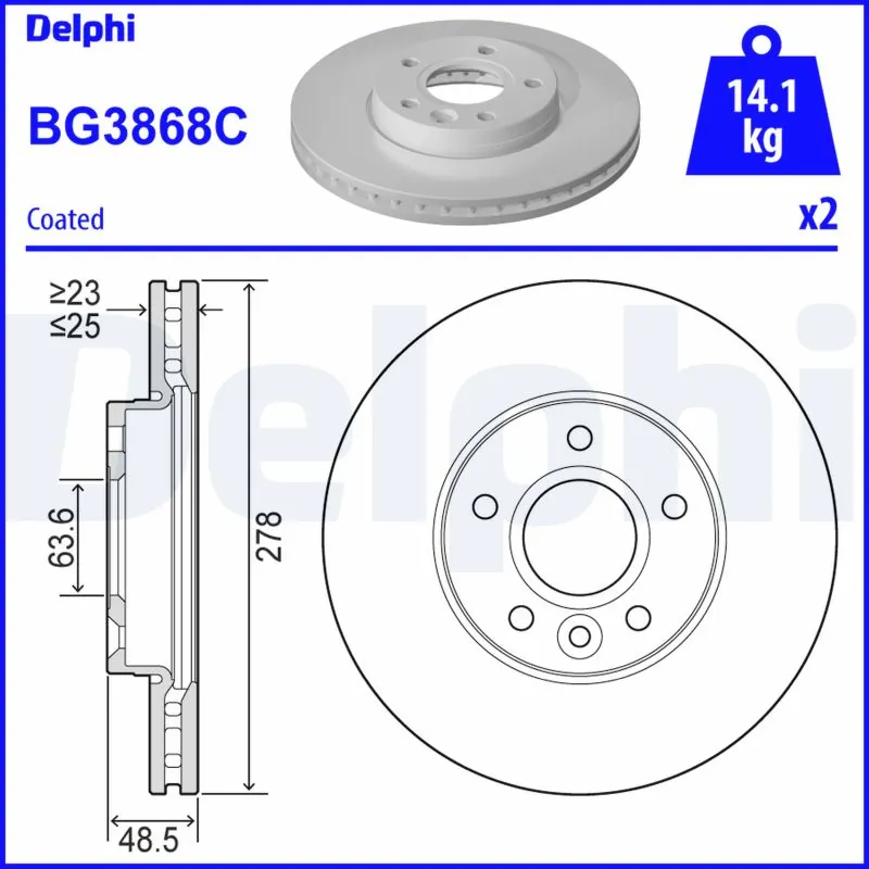 Disque de frein DELPHI BG3868C