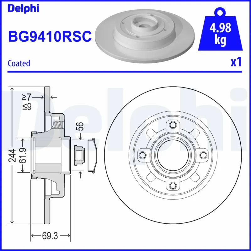 Disque de frein DELPHI BG9410RSC