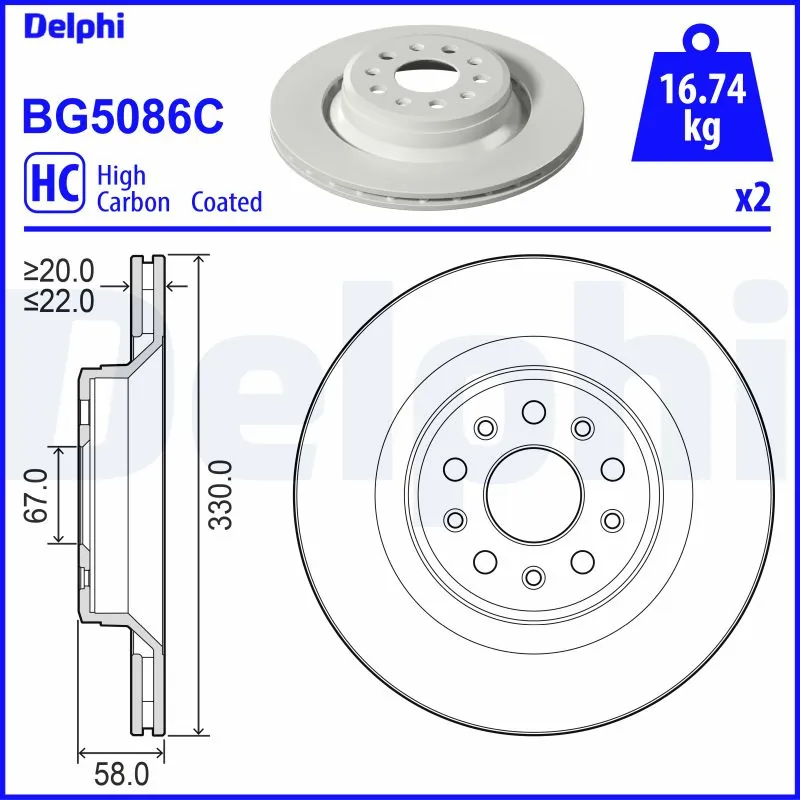 Disque de frein DELPHI BG5086C