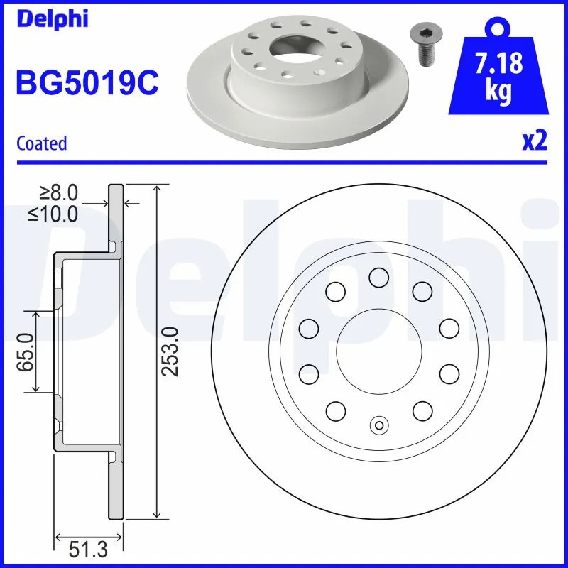 Disque de frein DELPHI BG5019C