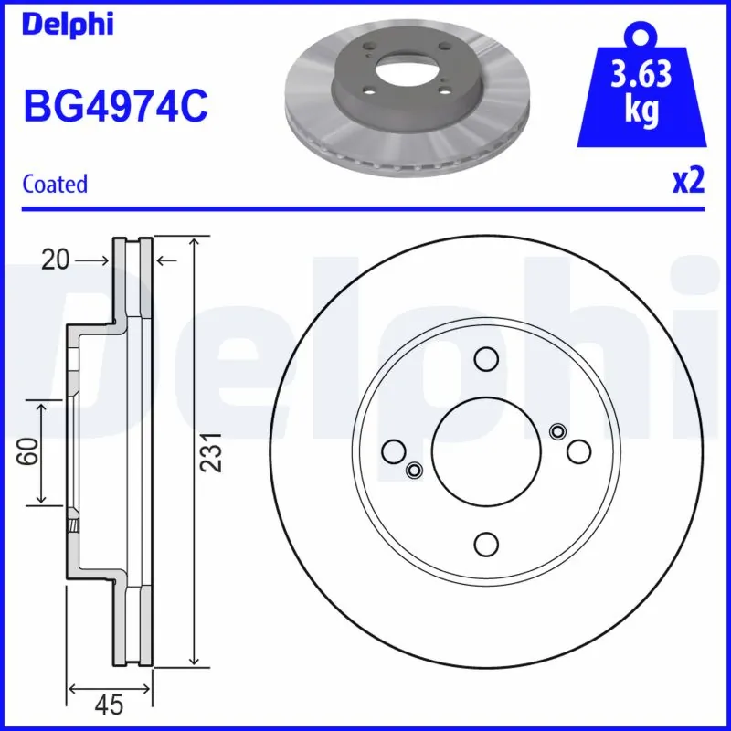 Disque de frein DELPHI BG4974C