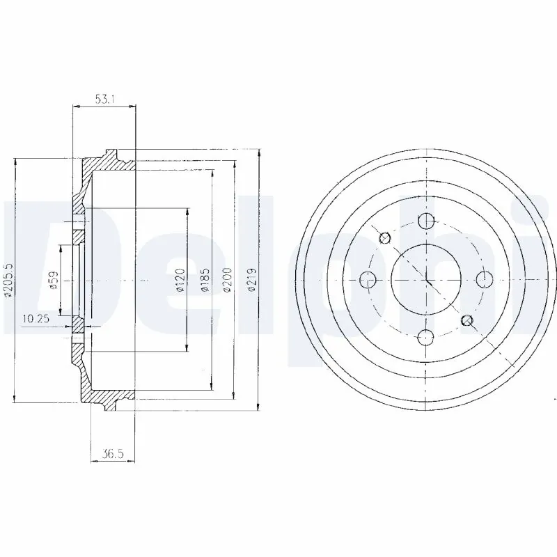Tambour de frein DELPHI BF136