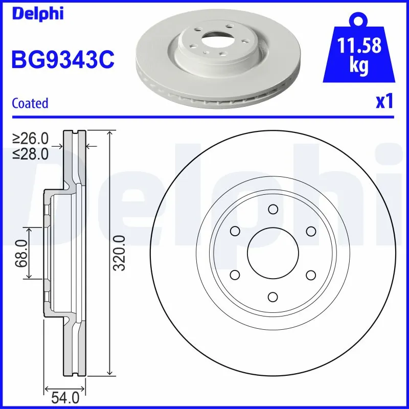 Disque de frein DELPHI BG9343C