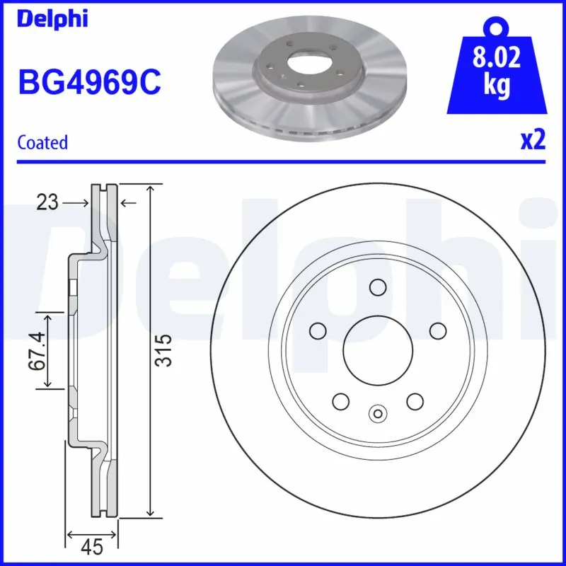 Disque de frein DELPHI BG4969C