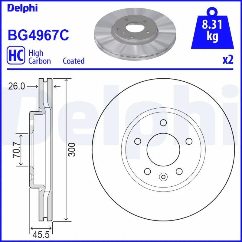 Disque de frein DELPHI BG4967C