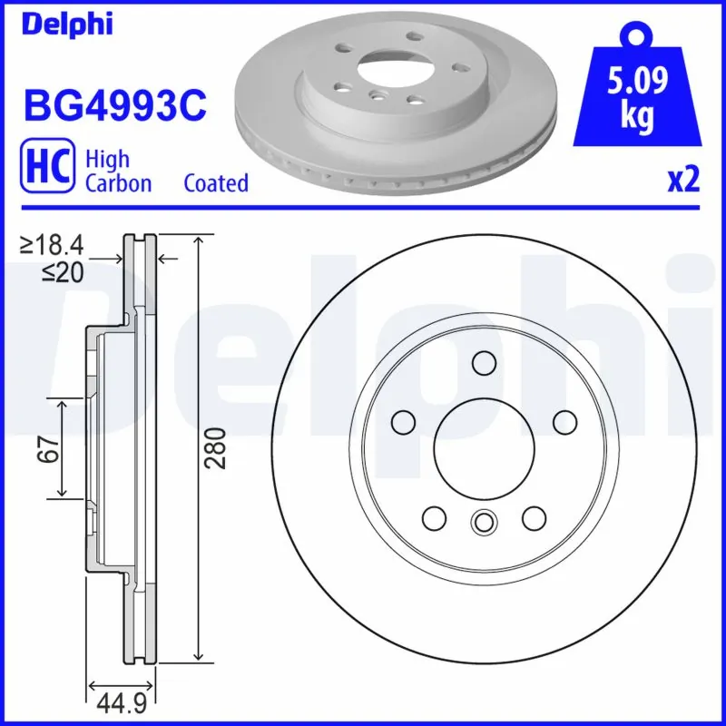 Disque de frein DELPHI BG4993C