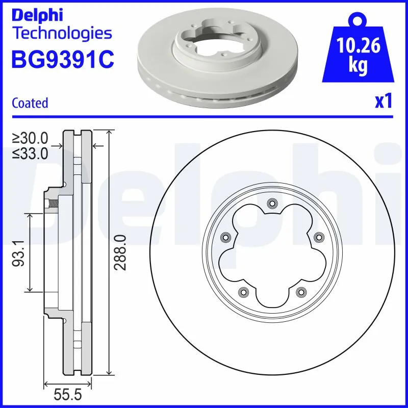 Disque de frein DELPHI BG9391C