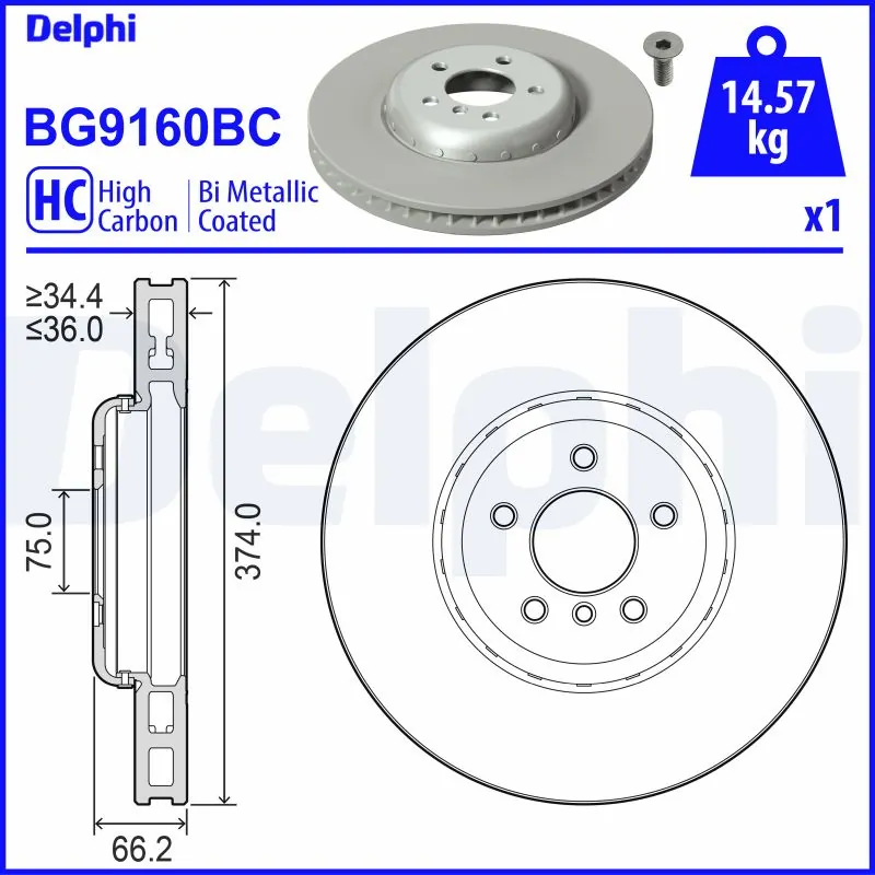 Disque de frein DELPHI BG9160BC