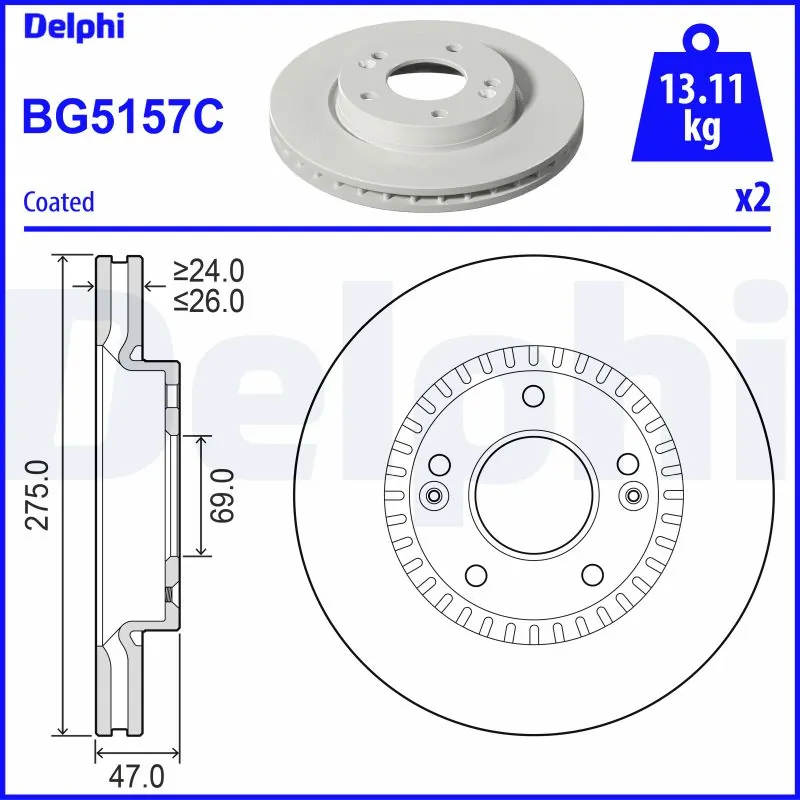 Disque de frein DELPHI BG5157C