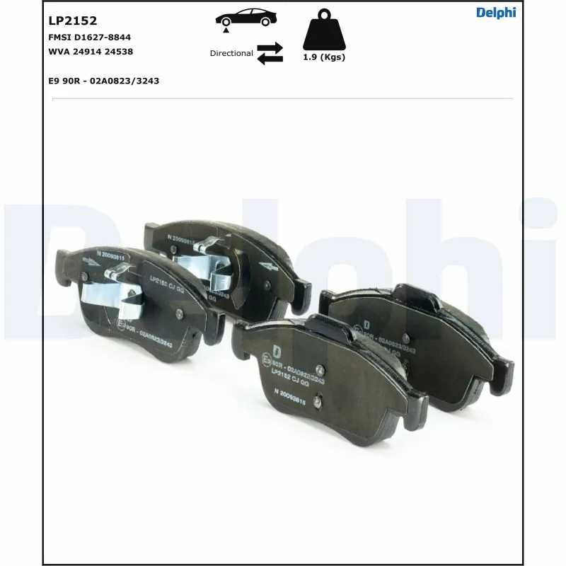 Kit de plaquettes de frein, frein à disque DELPHI LP2152