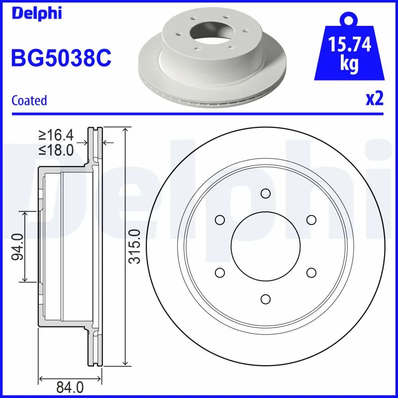 Disque de frein DELPHI BG5038C
