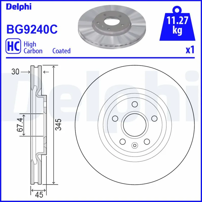 Disque de frein DELPHI BG9240C