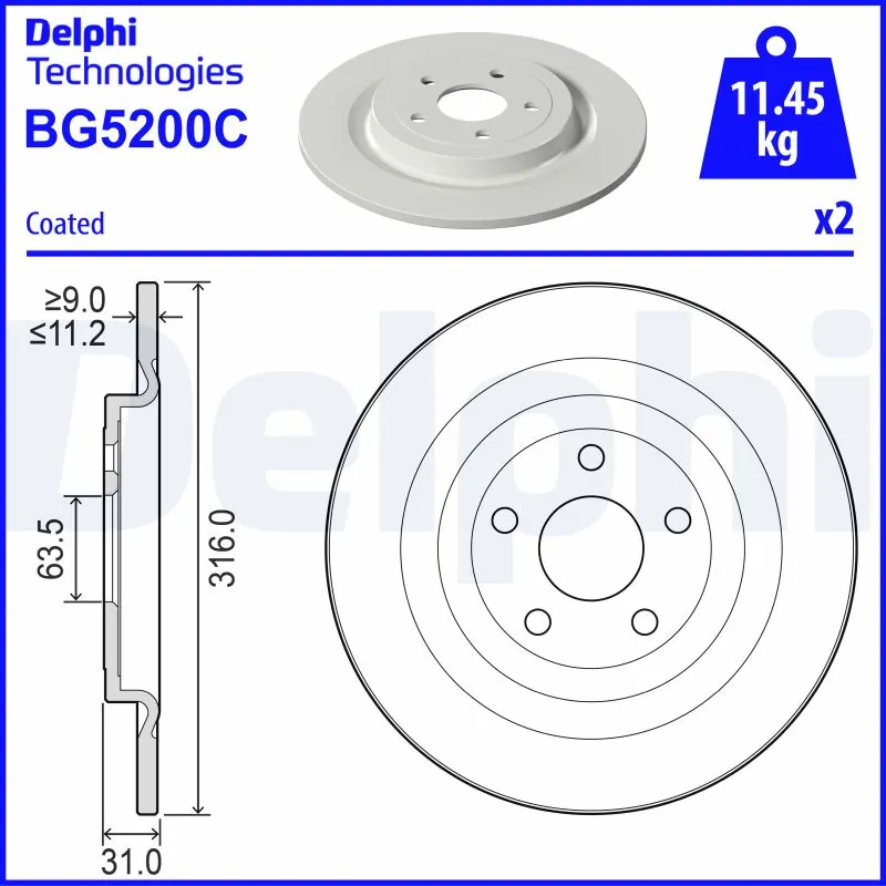 Disque de frein DELPHI BG5200C