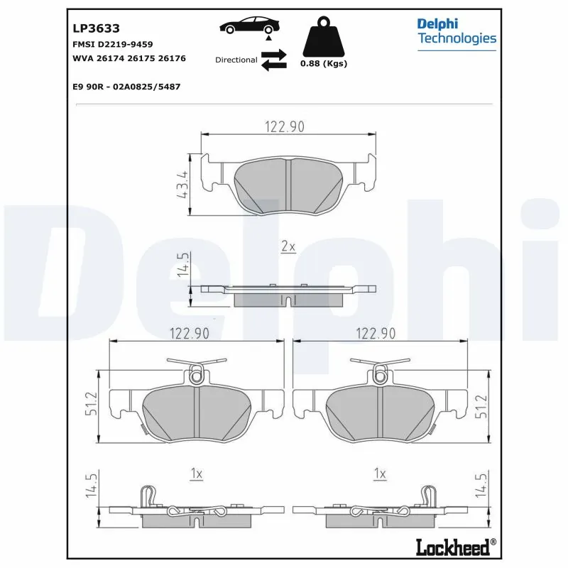 Kit de plaquettes de frein, frein à disque DELPHI LP3633