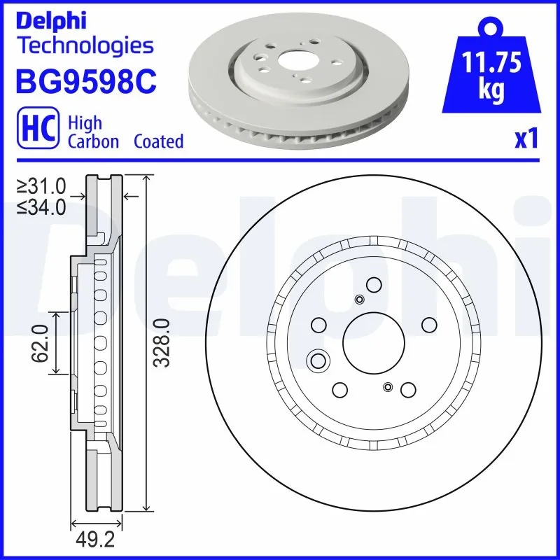 Disque de frein DELPHI BG9598C